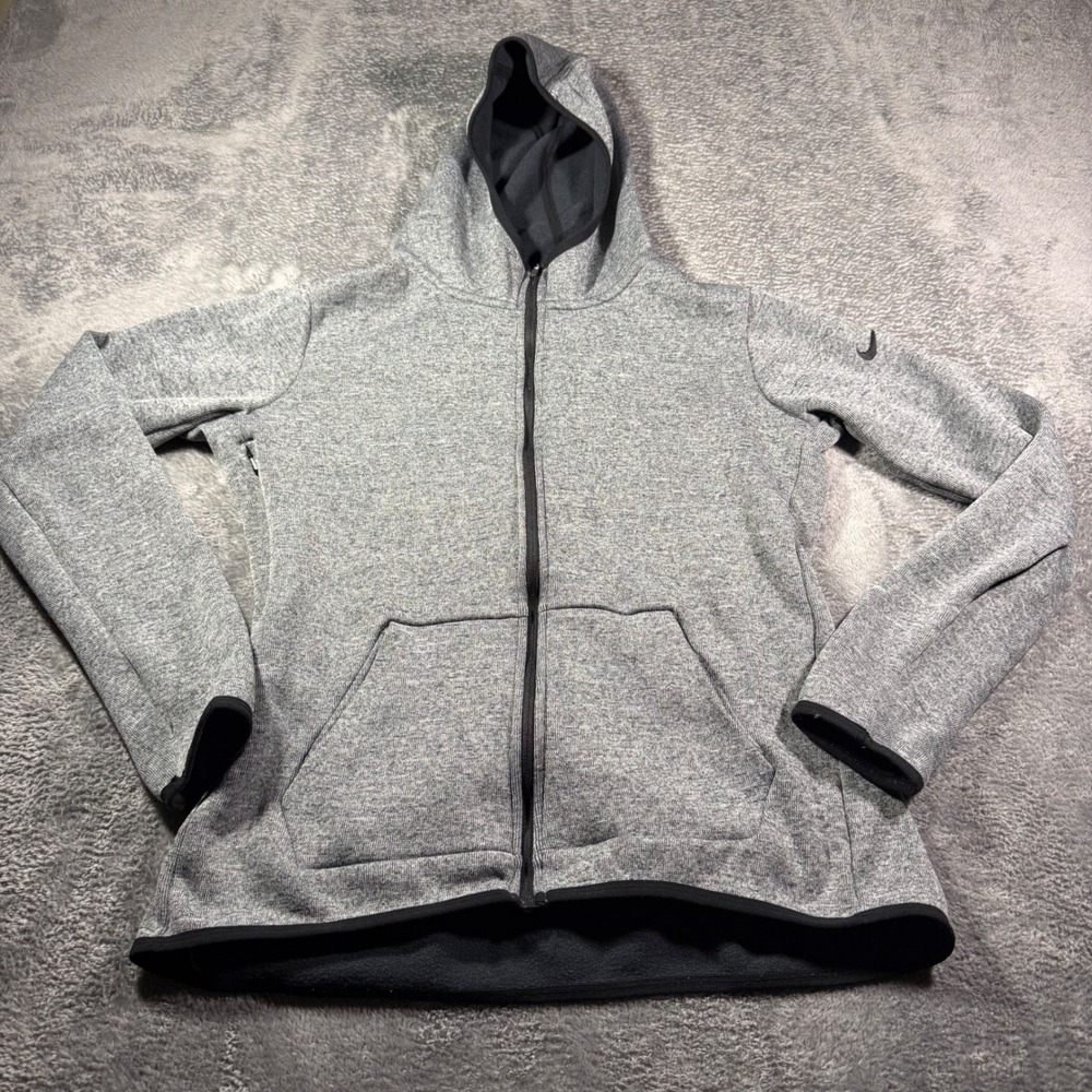 Nike Dri-FIT‎ Tech Fleece Full Zip Hoodie Grey Black 803505-060 Womens Large